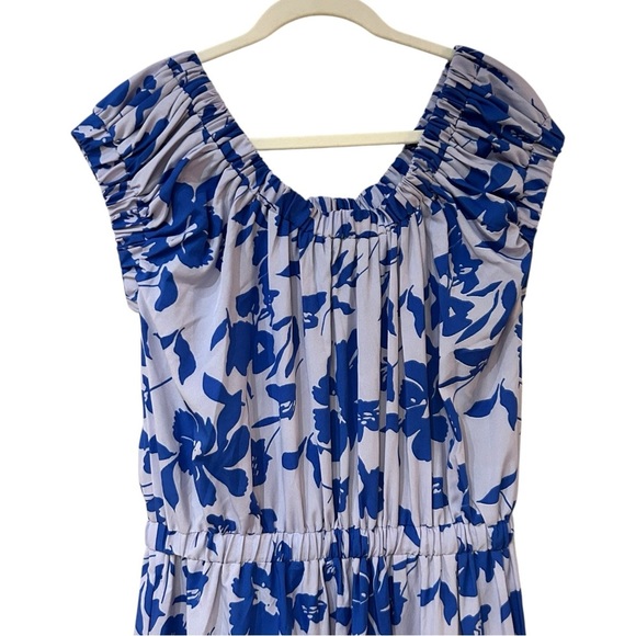 NEW Easel Floral Print Off Shoulder Challis Maxi Dress Sz S Tie Waist Sundress - Picture 9 of 10